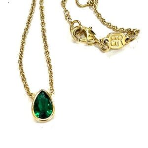 Vintage Style Gold Tone Necklace with Emerald Green Pendant by Banana Republic